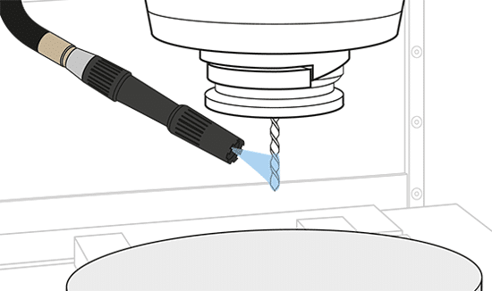 Application drawing of air nozzle SILVENT F 1. Cooling while drilling.