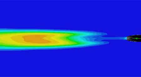 Der Luftstrom einer Silvent-Druckluftdüse ohne Turbulenzen.